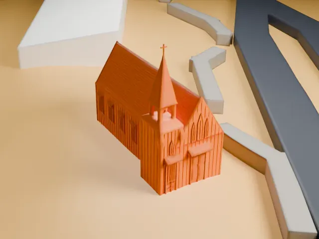 Little Church of the West model, West view
