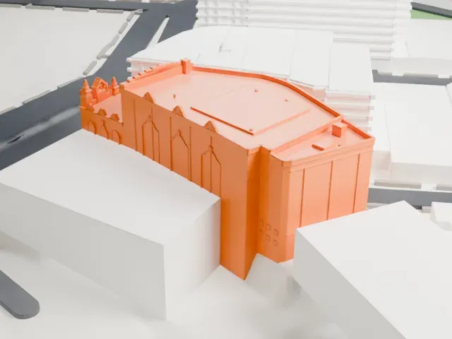 Loew's Jersey Theatre model, North view