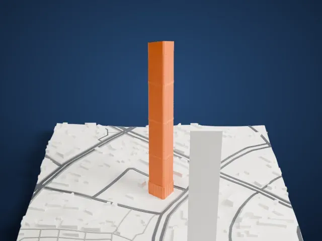 Logan Century Center 1 model, North view