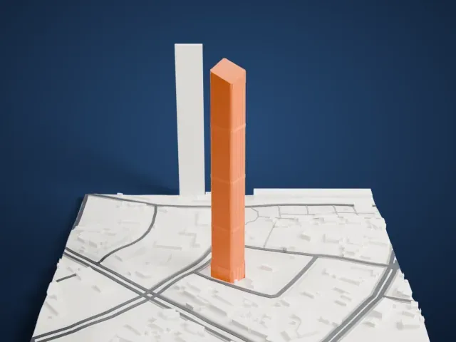 Logan Century Center 1 model, South view