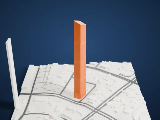 Logan Century Center 1 model, West view