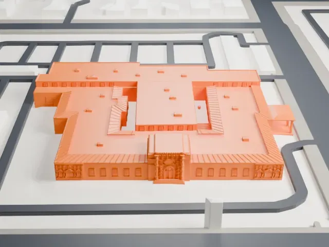 Lois Grunow Memorial Clinic model, South view