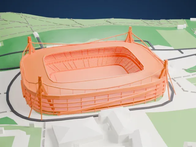 Lokomotiv Stadium (Moscow) model, East view