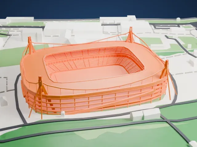 Lokomotiv Stadium (Moscow) model, West view