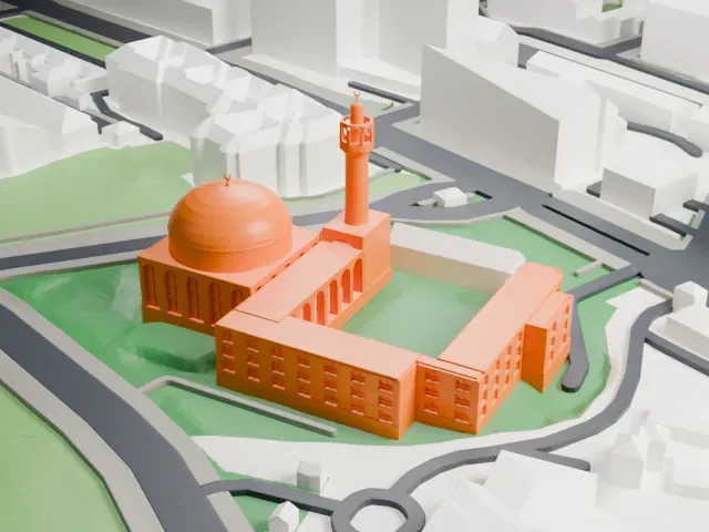 London Central Mosque model, North view