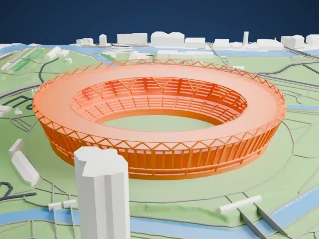 London Stadium model, East view
