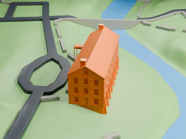 Lorillard Snuff Mill model, North view