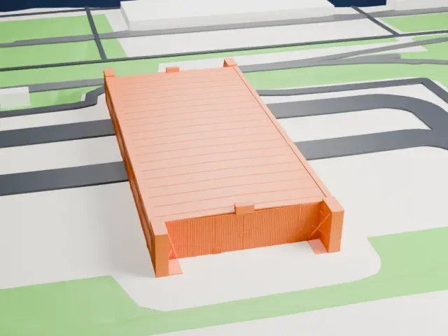 Loring Air Force Base Double Cantilever Hangar model, East view