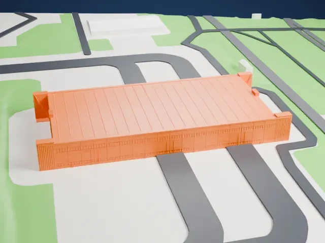 Loring Air Force Base Double Cantilever Hangar model, North view
