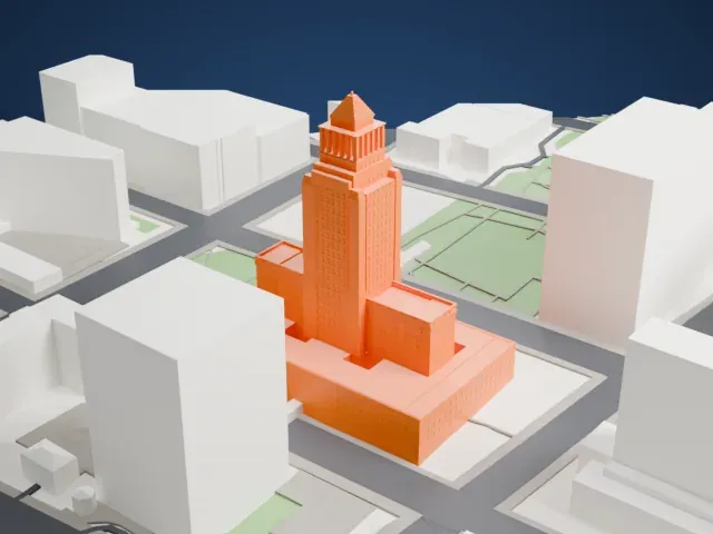 Los Angeles City Hall model, East view
