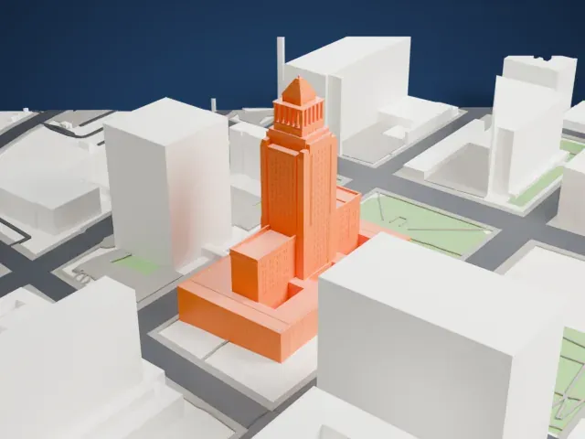 Los Angeles City Hall model, North view