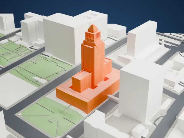 Los Angeles City Hall model, South view