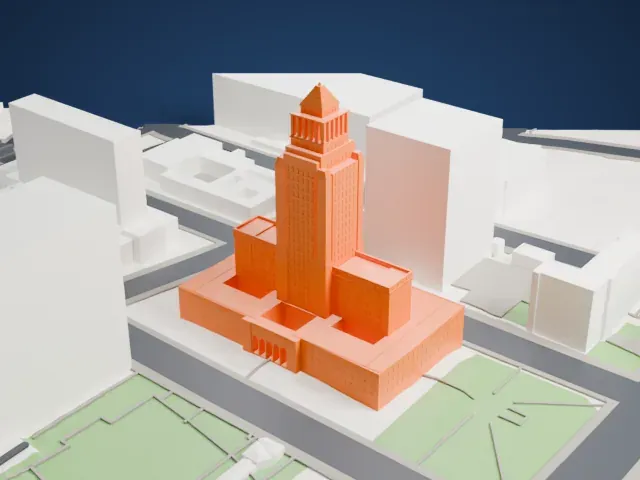 Los Angeles City Hall model, West view