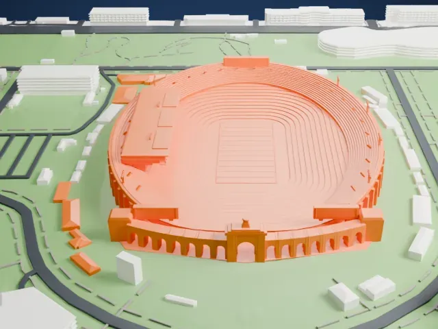 Los Angeles Memorial Coliseum model, East view