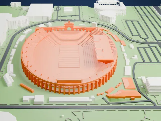 Los Angeles Memorial Coliseum model, West view