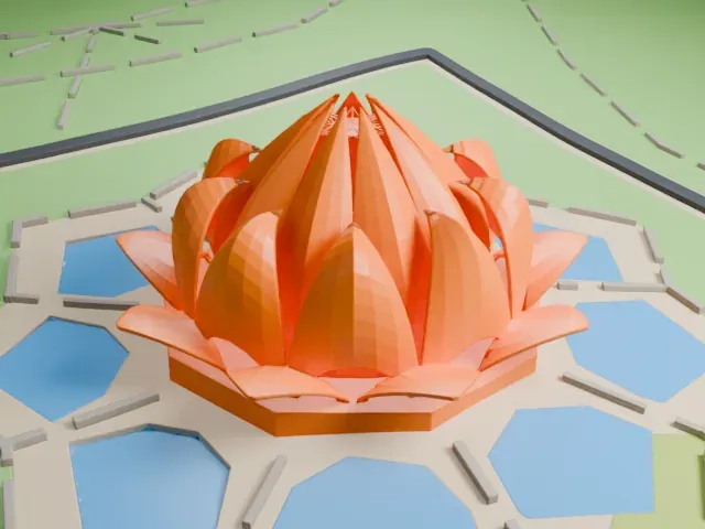 Lotus Temple model, East view