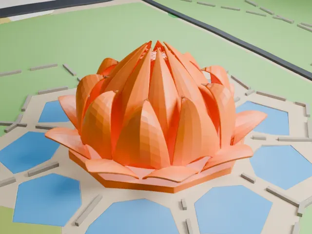 Lotus Temple model, North view