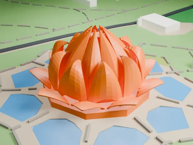 Lotus Temple model, South view