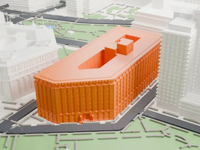Louis J. Lefkowitz Building model, East view