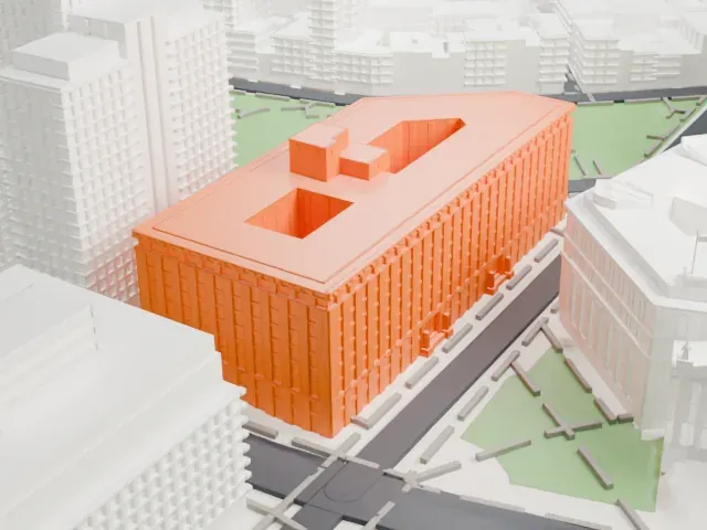 Louis J. Lefkowitz Building model, West view