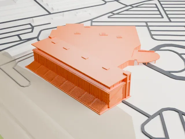 Louisiana Downs Grandstand model, North view