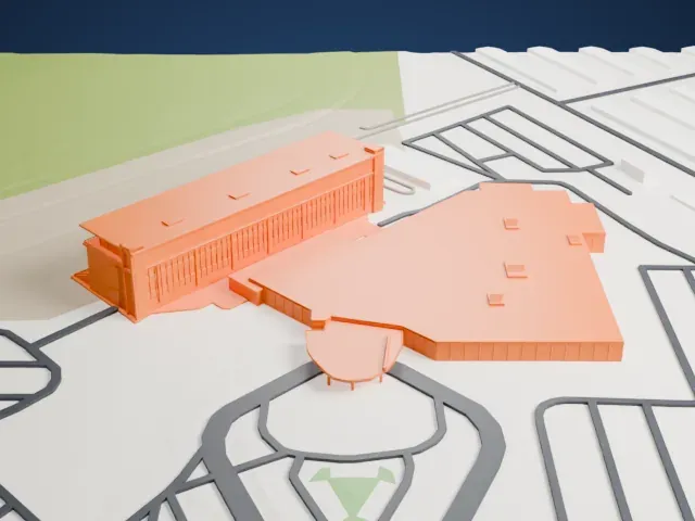 Louisiana Downs Grandstand model, West view