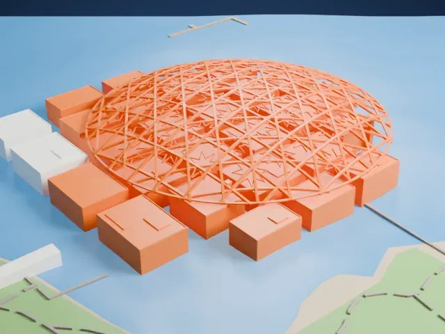 Louvre Abu Dhabi model, East view