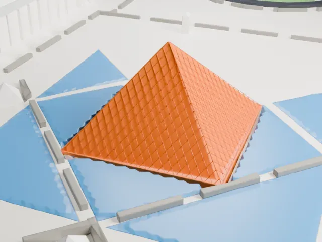 Louvre Pyramid model, East view