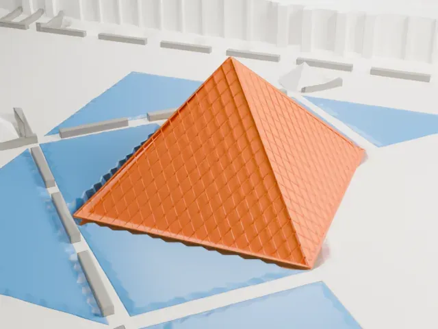 Louvre Pyramid model, North view