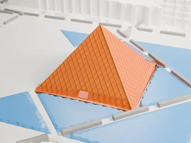 Louvre Pyramid model, South view