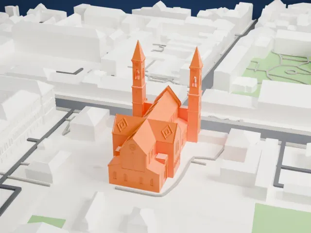 Ludwigskirche, Munich model, East view