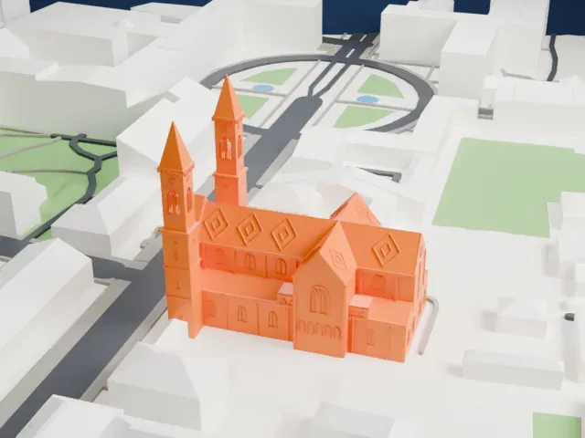 Ludwigskirche, Munich model, South view