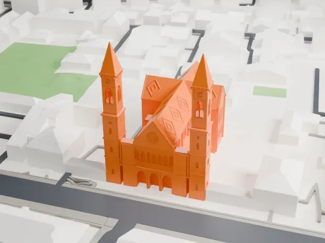 Ludwigskirche, Munich model, West view