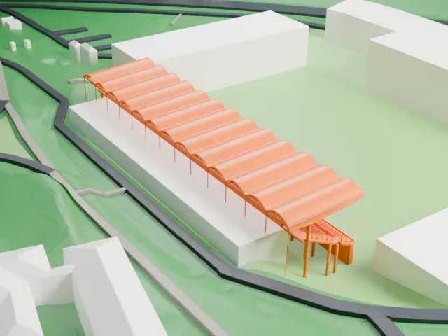 Ludwigsparkstadion model, East view