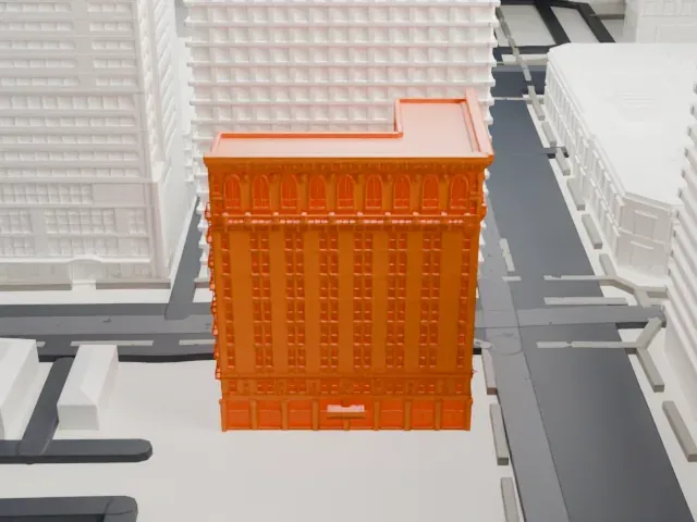 Luhrs Building model, East view