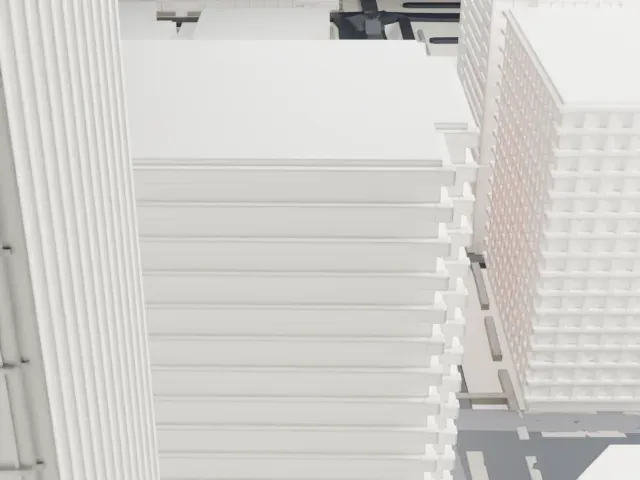 Luhrs Building model, North view