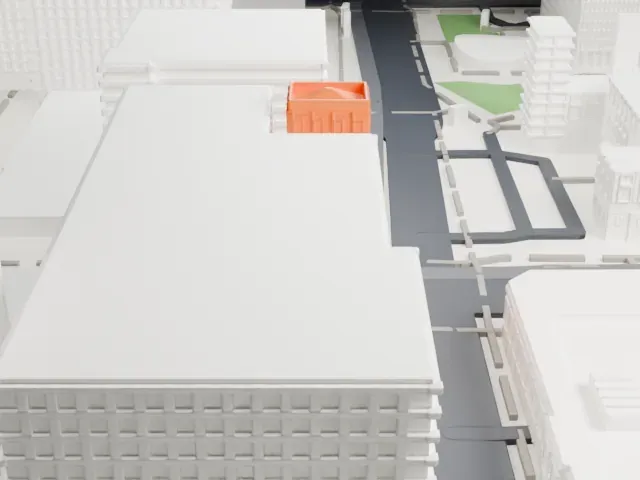 Luhrs Tower model, East view