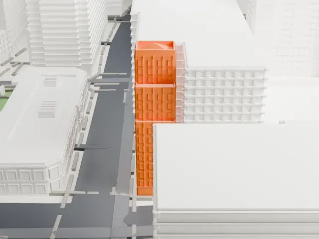 Luhrs Tower model, West view