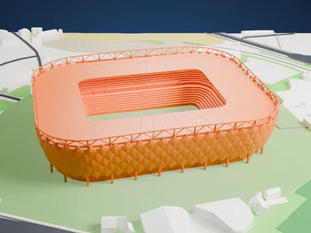Lukoil Arena model, East view