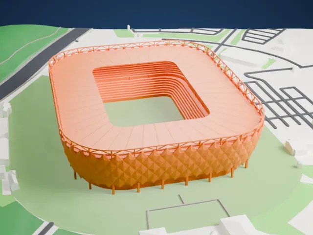 Lukoil Arena model, North view