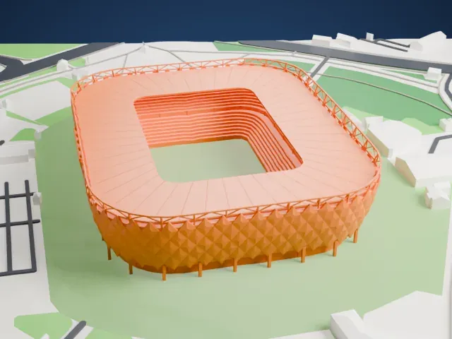 Lukoil Arena model, South view