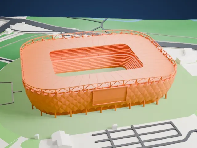 Lukoil Arena model, West view