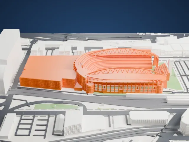 Lumen Field model, East view