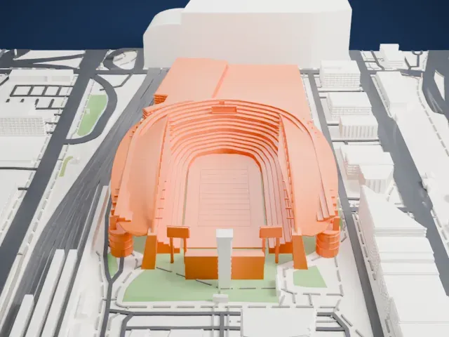 Lumen Field model, North view