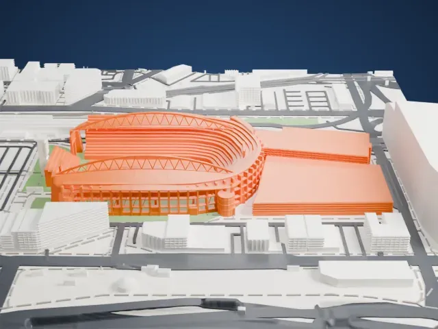 Lumen Field model, West view