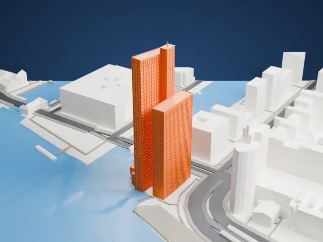 Maastoren model, West view