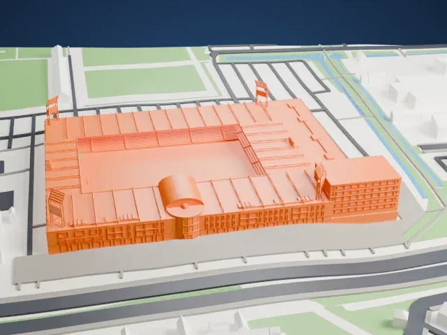 MAC3PARK Stadion model, West view