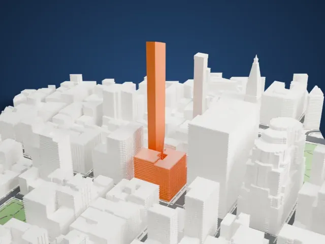 Madison Square Park Tower model, East view