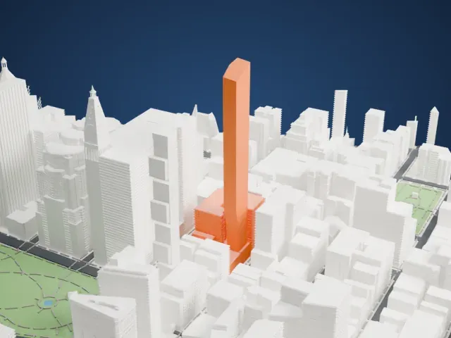 Madison Square Park Tower model, West view