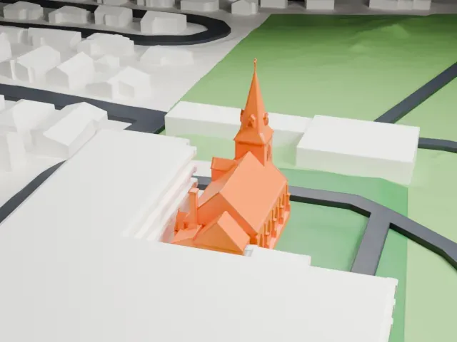 Madonna Church, Fort Lee model, East view